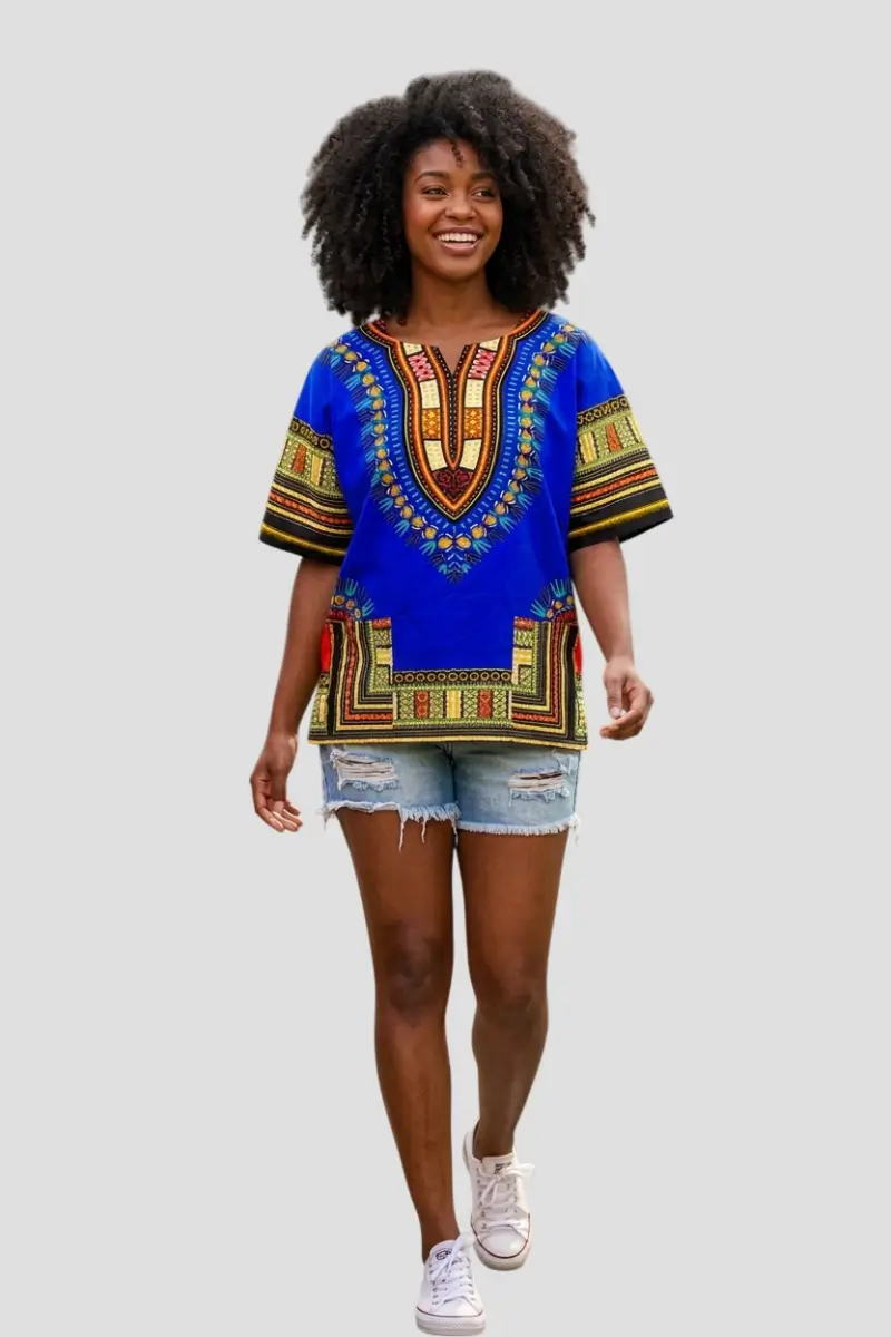 Blue Dashiki Shirts - Women